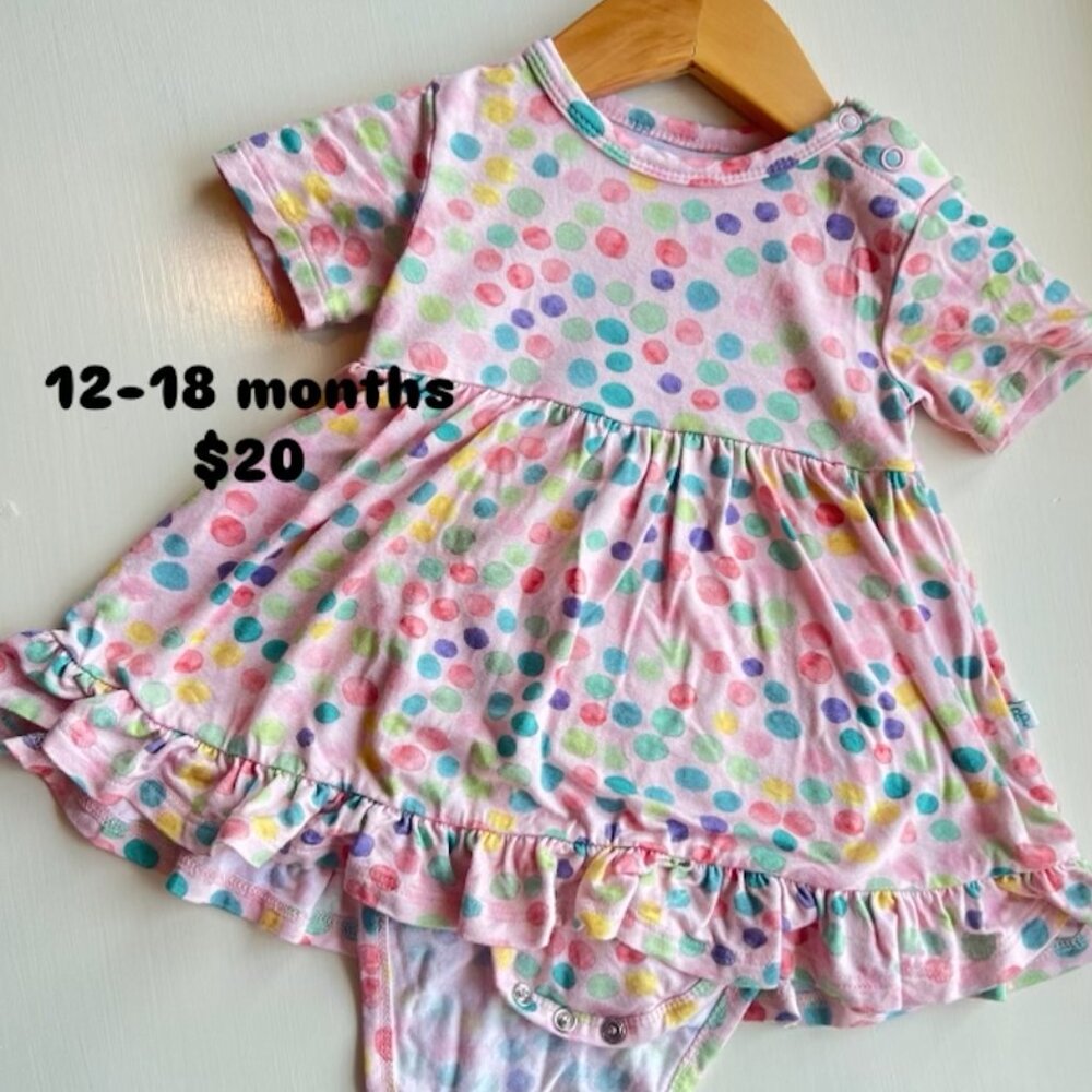 Posh Peanut Short Sleeve Ruffled Twirl Dress Polka Dot Toddler